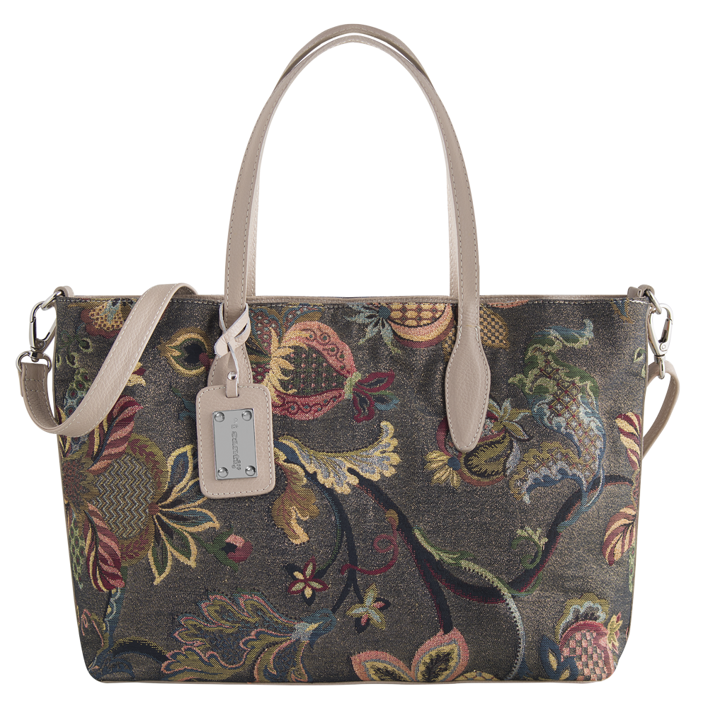 BORSA IN PELLE E TESSUTO FANTASIA BORSA IN PELLE E TESSUTO FANTASIA