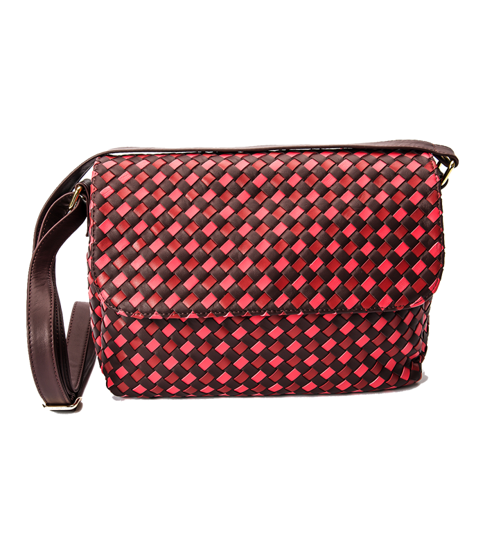 TRACOLLA IN PELLE INTRECCIATA COLOR BORDEAUX