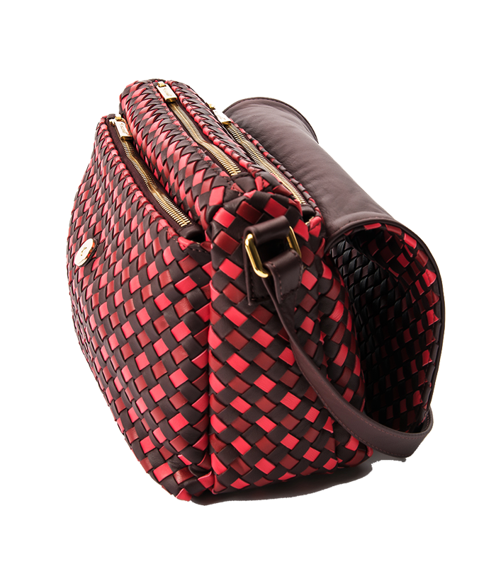 TRACOLLA IN PELLE INTRECCIATA COLOR BORDEAUX