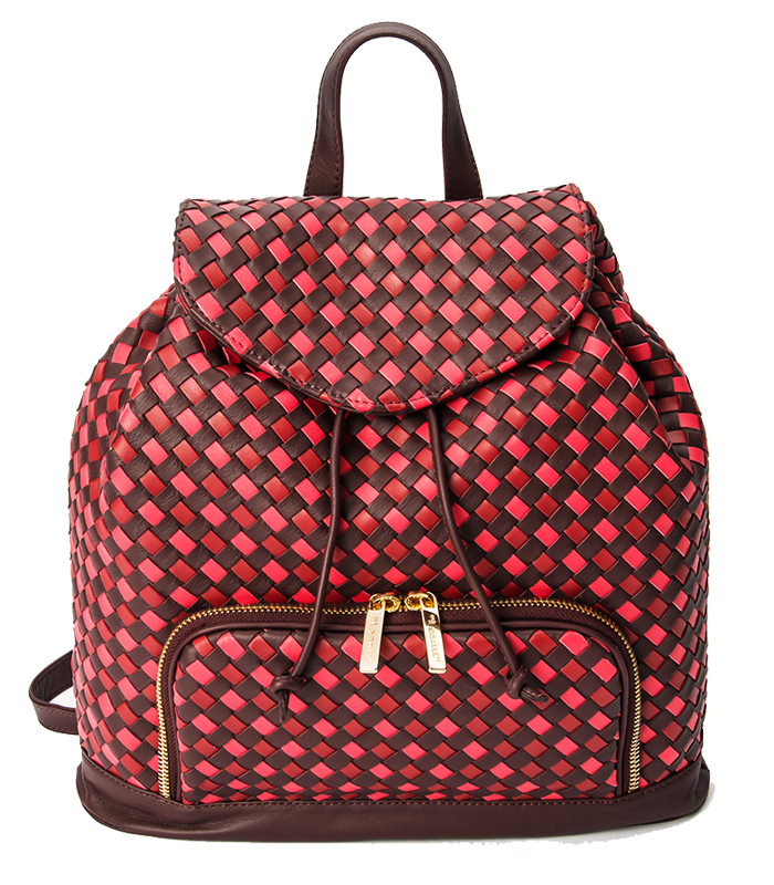 ZAINO IN PELLE INTRECCIATA COLOR BORDEAUX