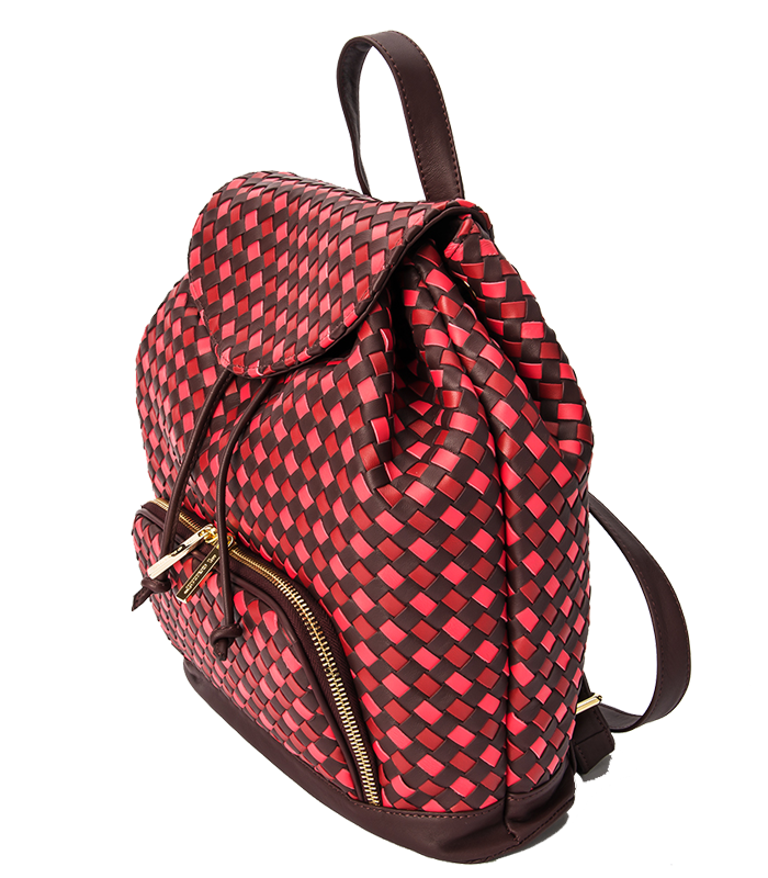ZAINO IN PELLE INTRECCIATA COLOR BORDEAUX