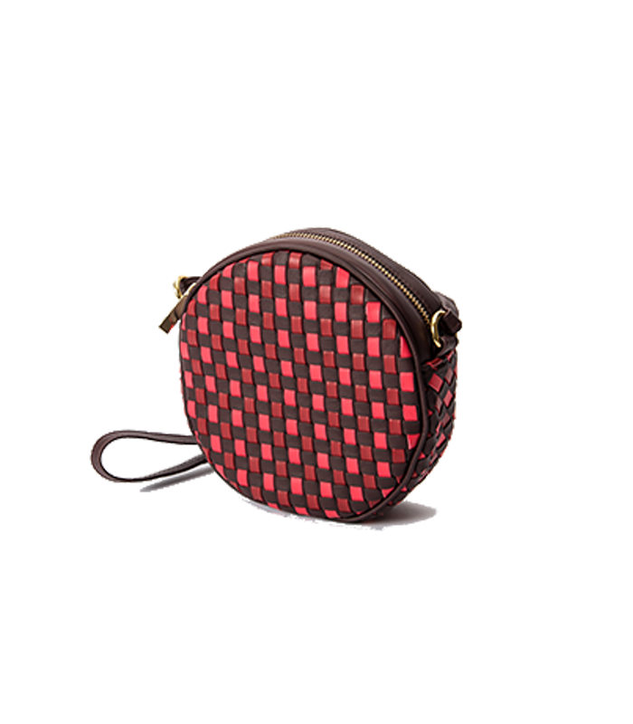 TRACOLLINA IN PELLE INTRECCIATA COLOR BORDEAUX