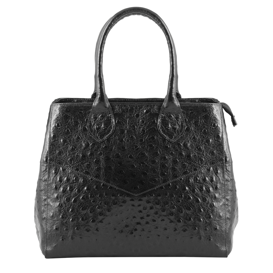 BORSA IN PELLE STAMPATA STRUZZO COLOR NERO