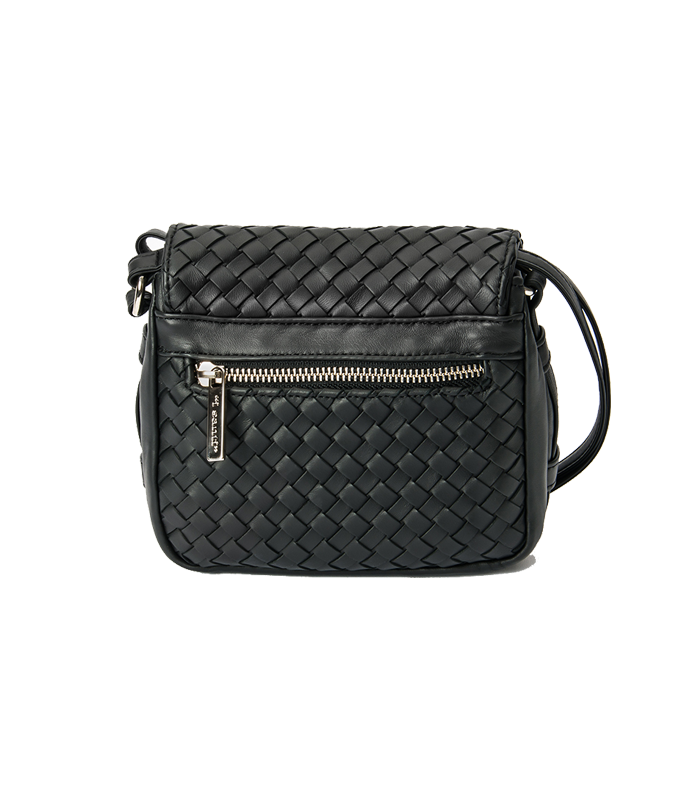 TRACOLLINA IN PELLE INTRECCIATA COLORE NERO