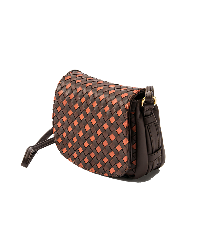 TRACOLLINA IN PELLE INTRECCIATA COLOR MARRONE