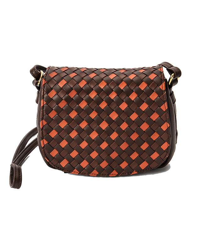 TRACOLLINA IN PELLE INTRECCIATA COLOR MARRONE