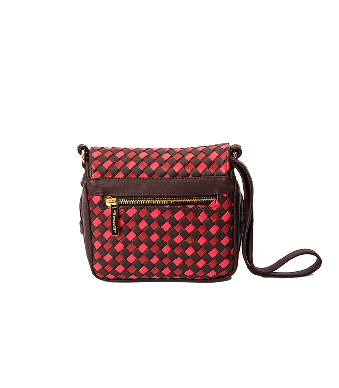 TRACOLLINA IN PELLE INTRECCIATA COLOR BORDEAUX