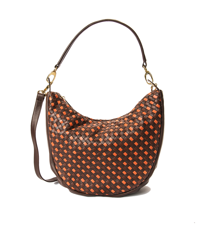 BORSA IN PELLE INTRECCIATA MARRONE