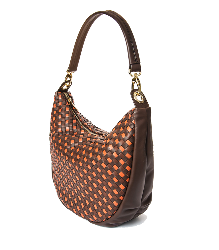 BORSA IN PELLE INTRECCIATA MARRONE
