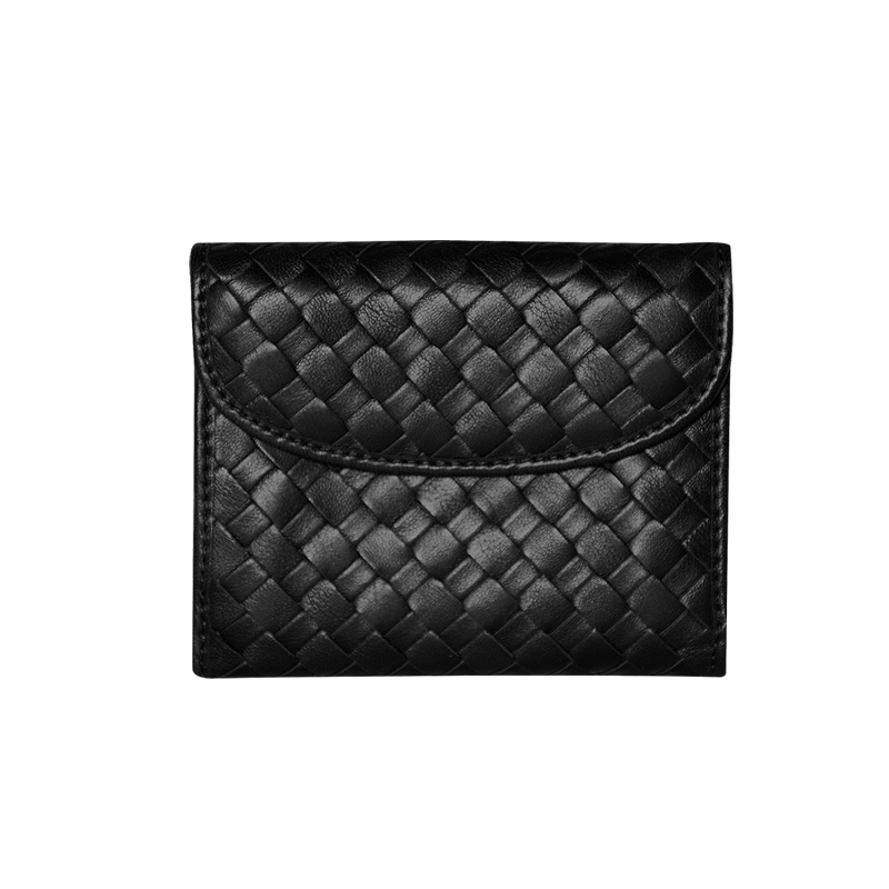 PORTAFOGLIO IN PELLE INTRECCIATA NERO