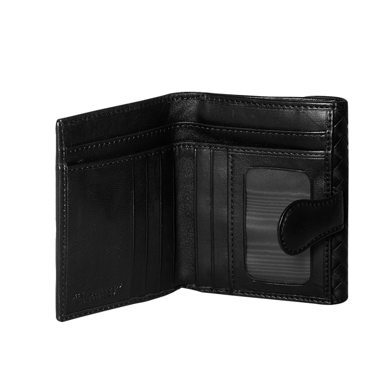 PORTAFOGLIO IN PELLE INTRECCIATA NERO