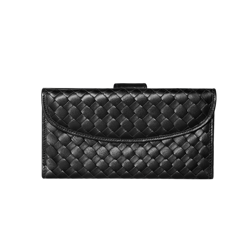 PORTAFOGLIO IN PELLE  INTRECCIATA NERO